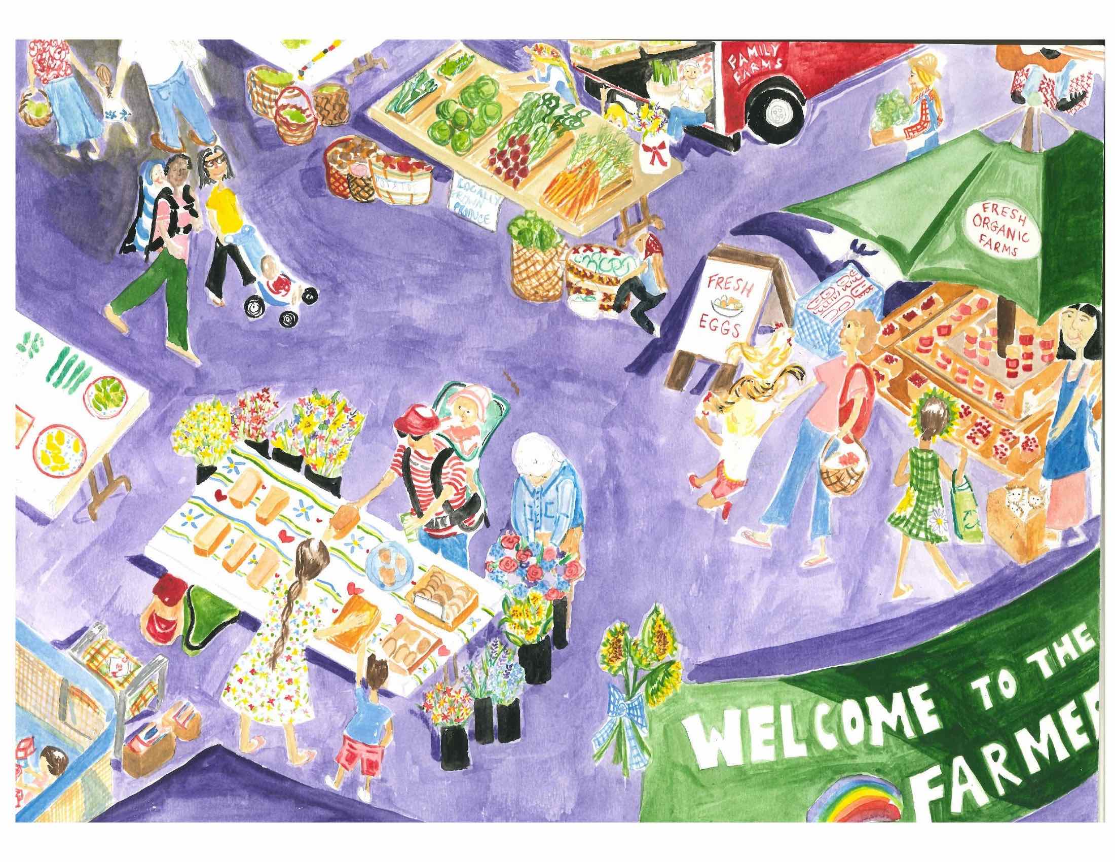 Green Queen at the farmer's market