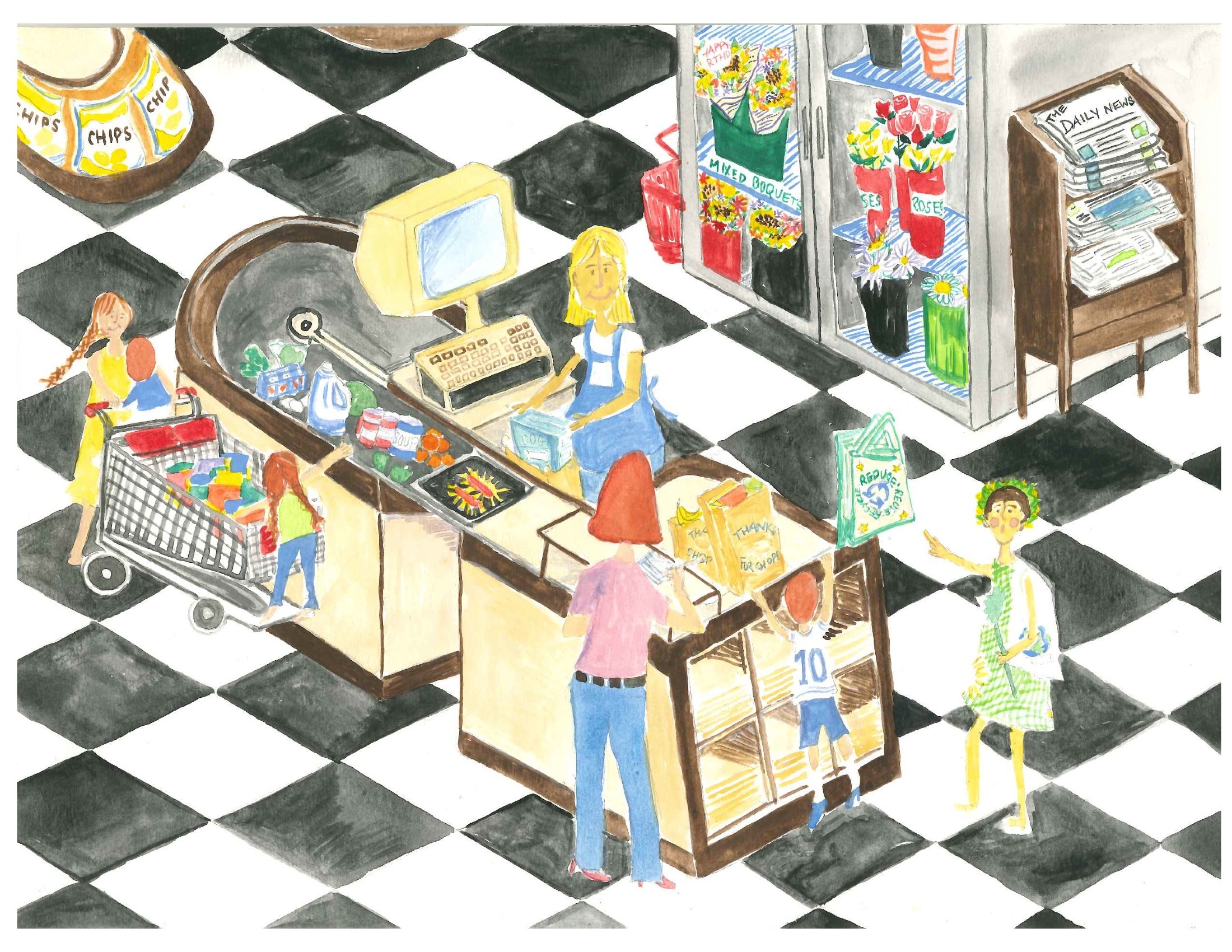 Green Queen at the grocery store